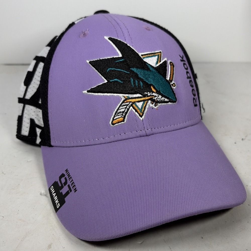 Reebok San Jose Sharks Hockey Fights Cancer Purple NHL‎ Hat S/M